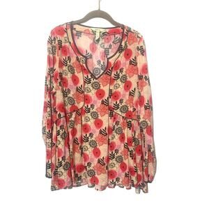 Matilda Jane Peasant Boho‎ Tunic BlouseTop sz L 100% Rayon